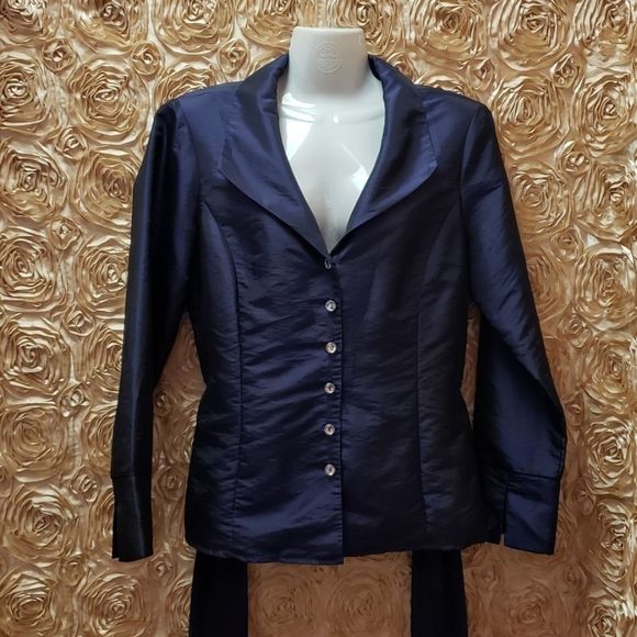 NWT 💜🖤 LAURA Purple Shimmer Evening Top/ Blouse - Picture 14 of 16